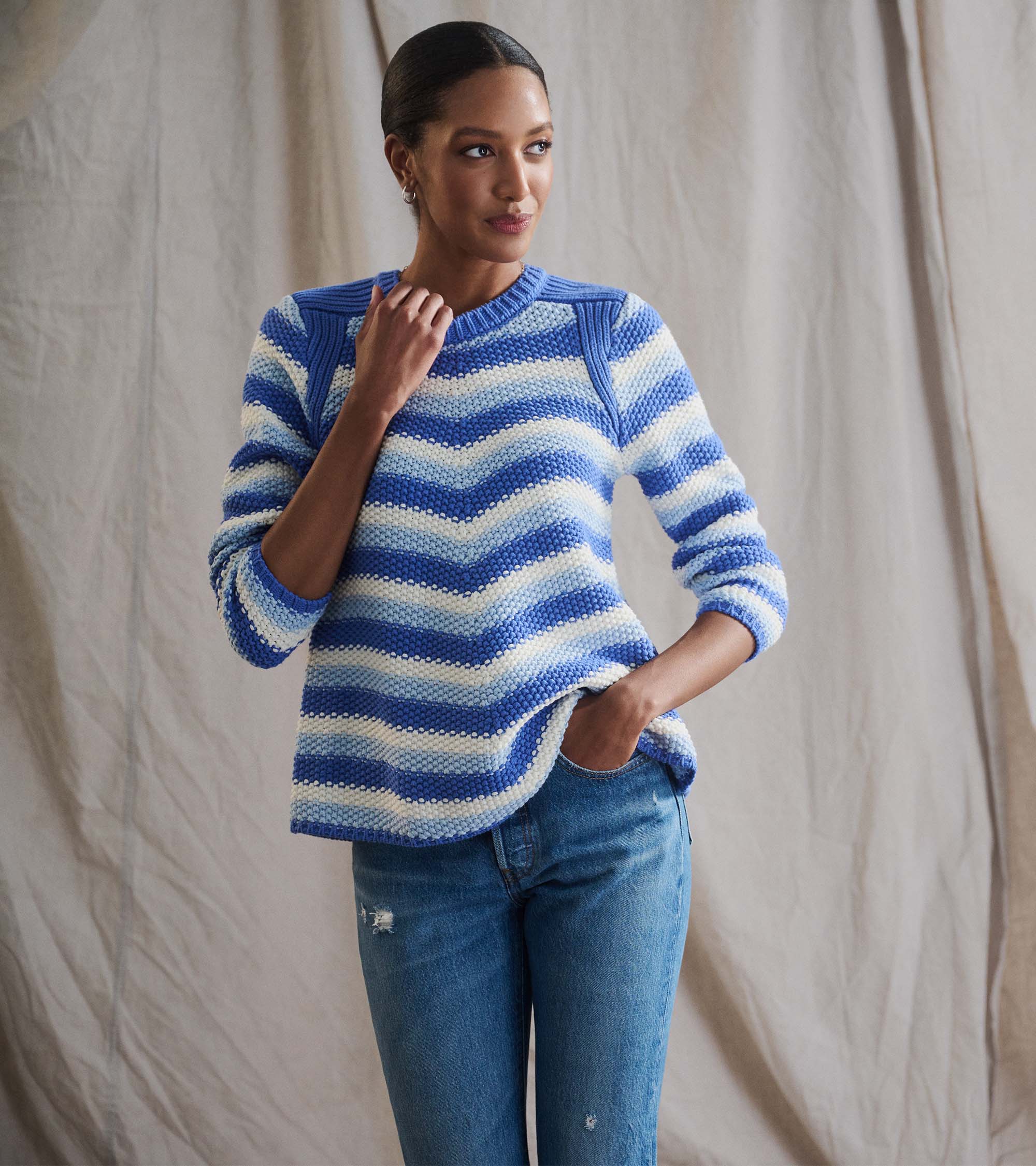 Chevron Swing Sweater - Navy Blue | Hatley US Women