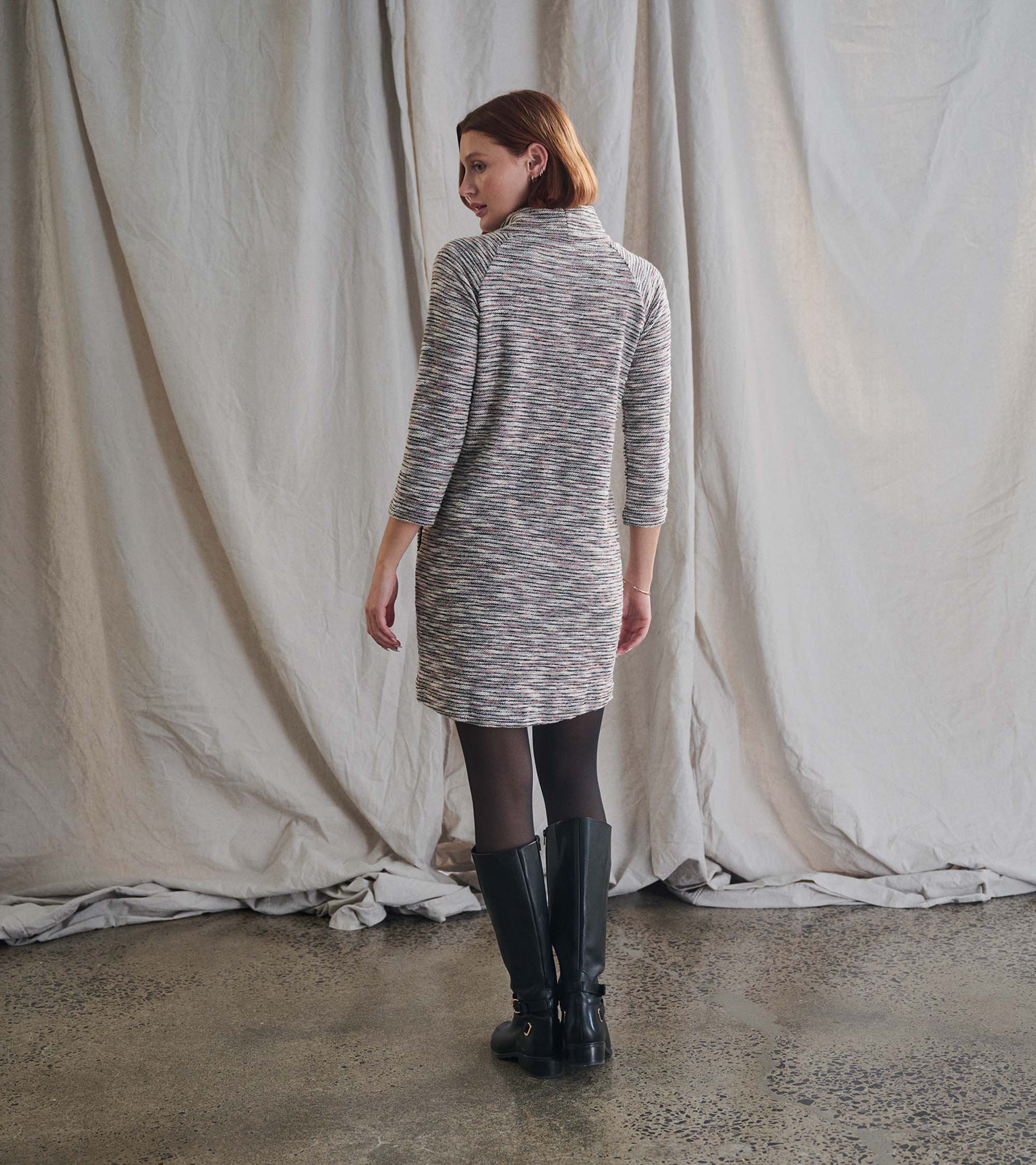 Draped Collar Dress - Heather Grey | Hatley