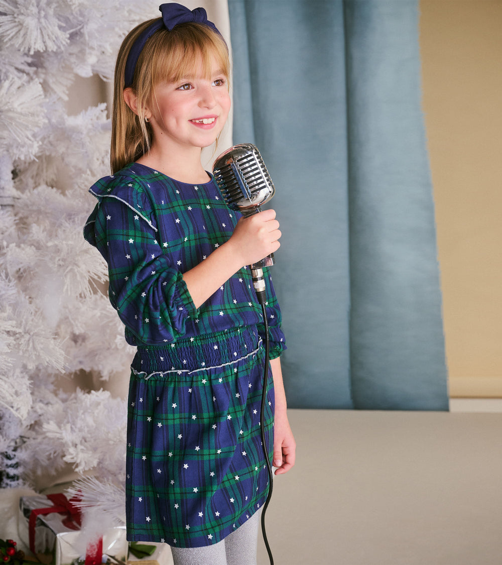 Girls Blackwatch Plaid Smocked Waist Dress | Hatley