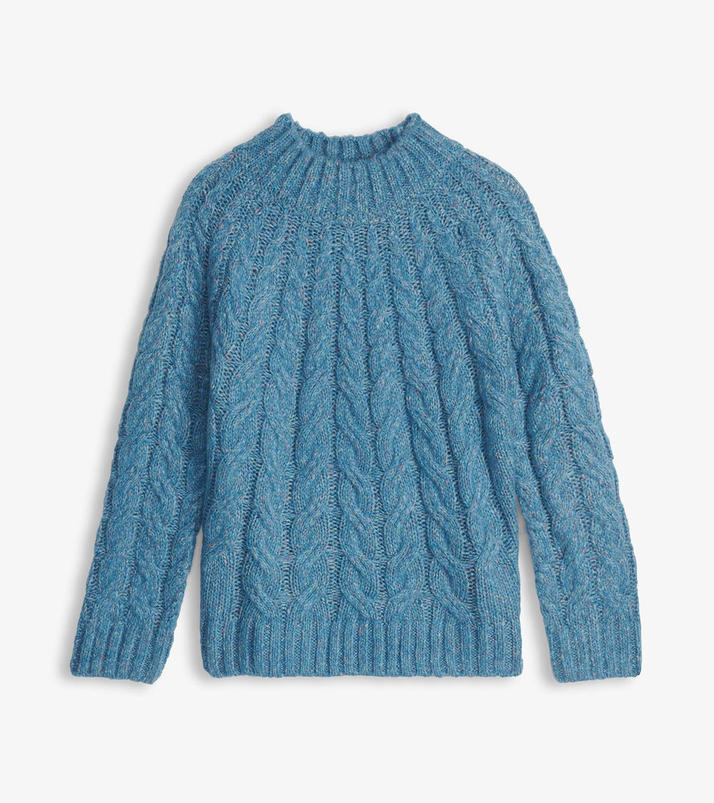 Dylan Cable Knit Sweater - Blue Heather | Hatley Outlet Women
