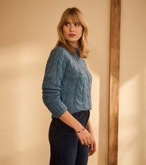 Dylan Cable Knit Sweater - Blue Heather | Hatley Outlet Women