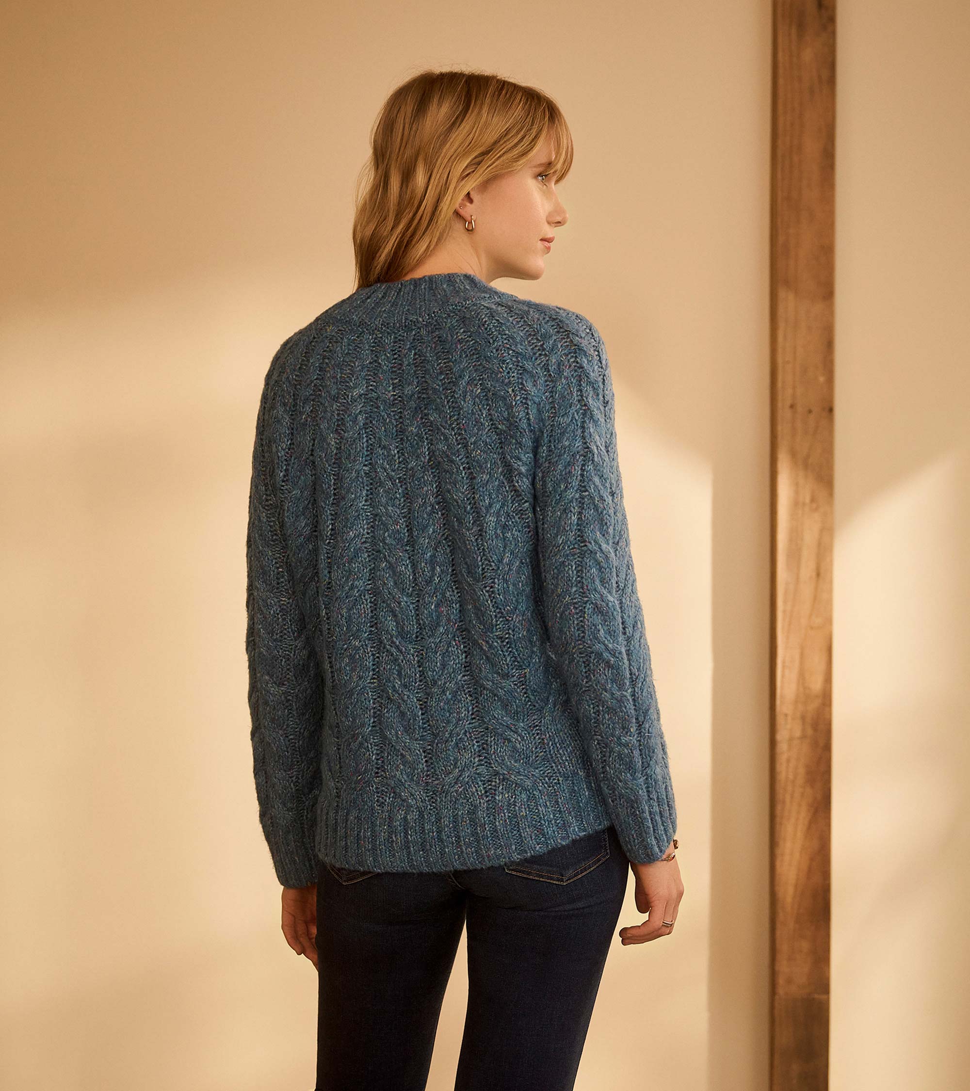 Dylan Cable Knit Sweater - Blue Heather | Hatley Outlet Women