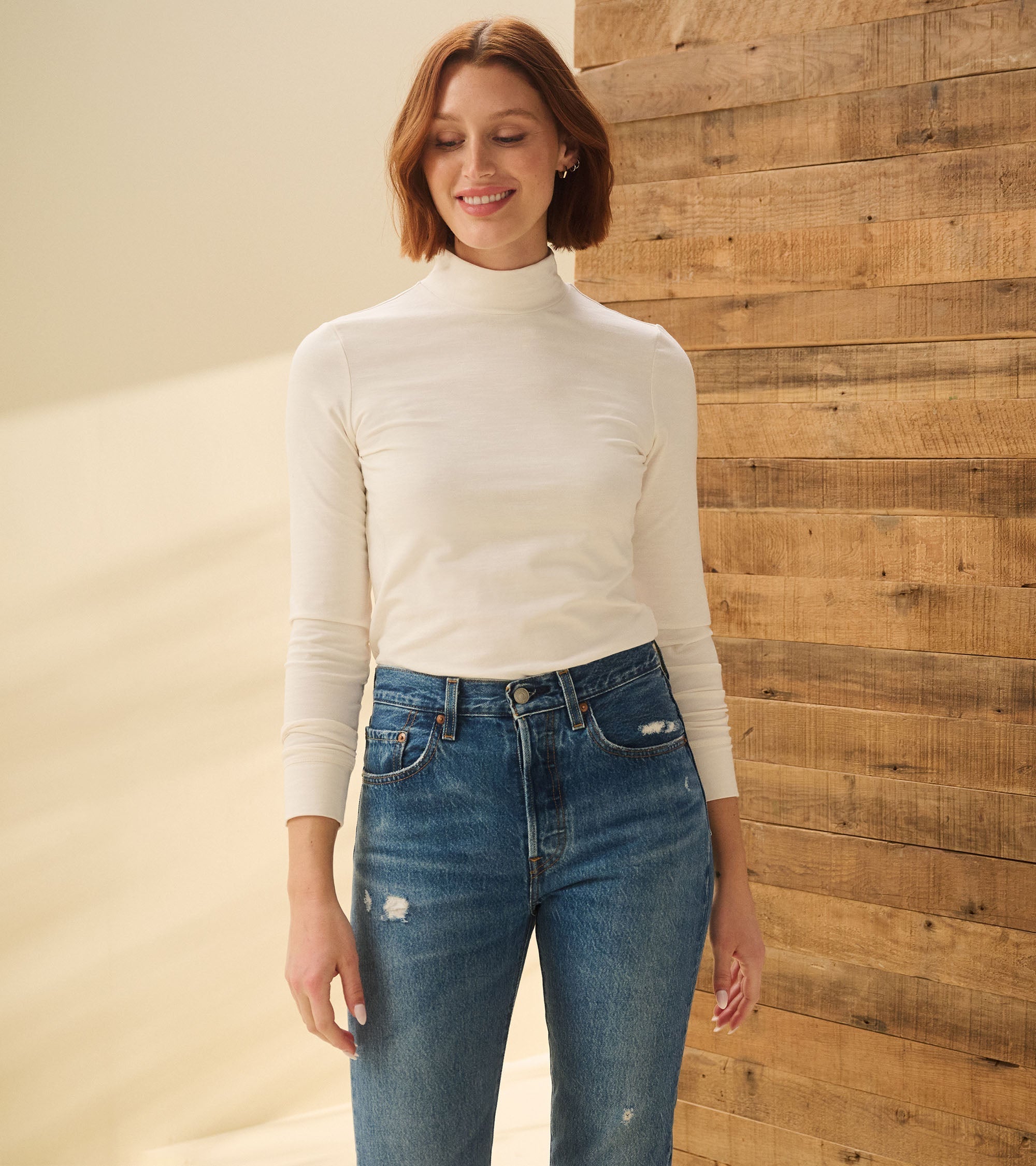 Mock Neck Top - Cream White | Hatley US Women