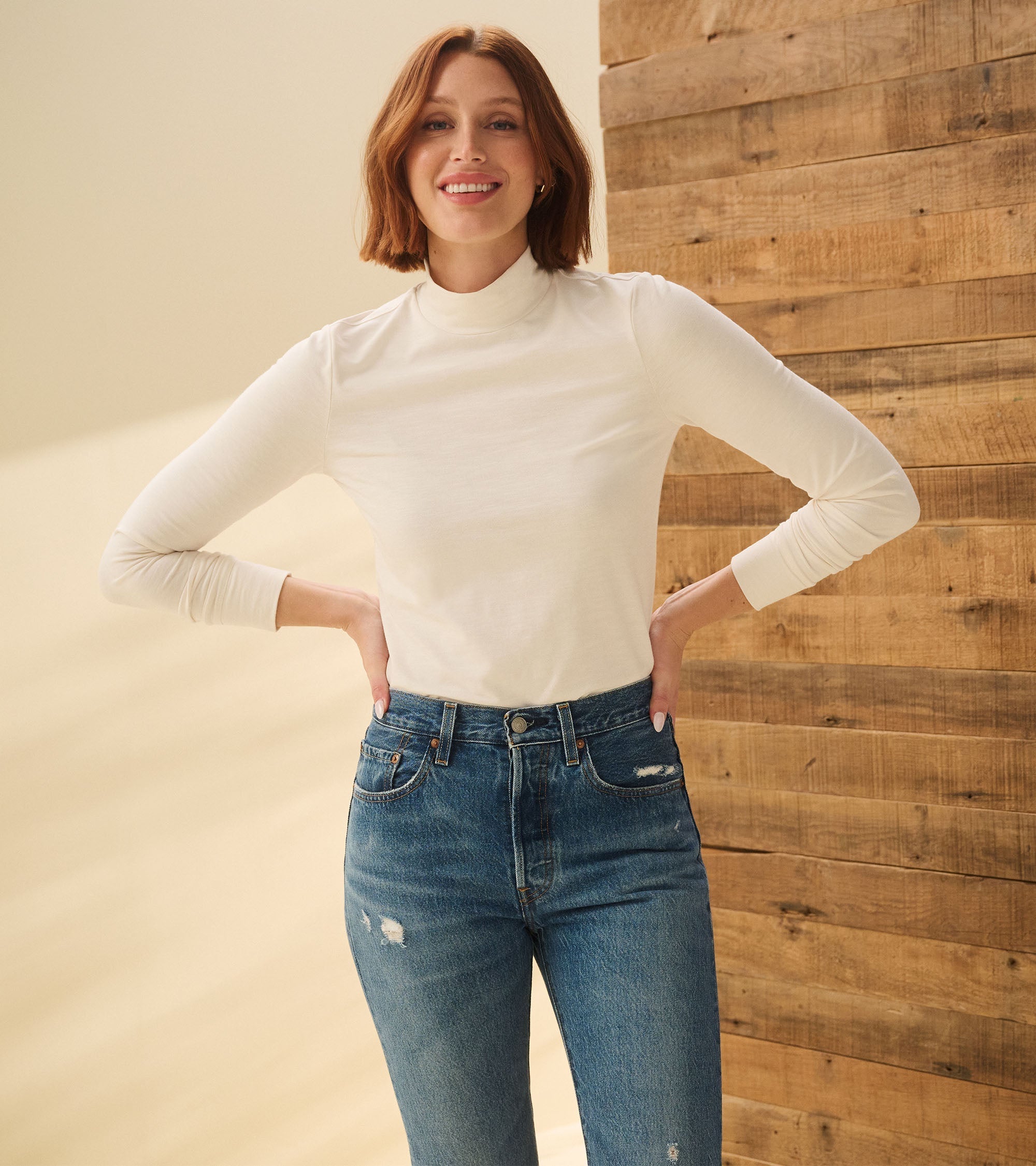 Mock Neck Top - Cream White | Hatley US Women