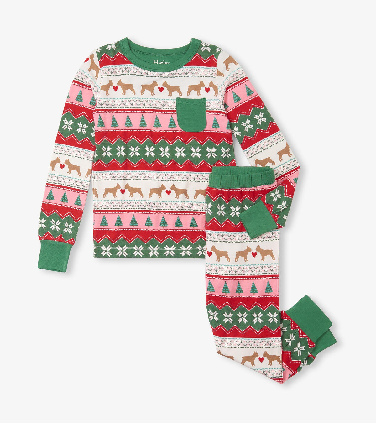 Girls Puppy Hearts Fair Isle Bamboo Pajama Set | Hatley