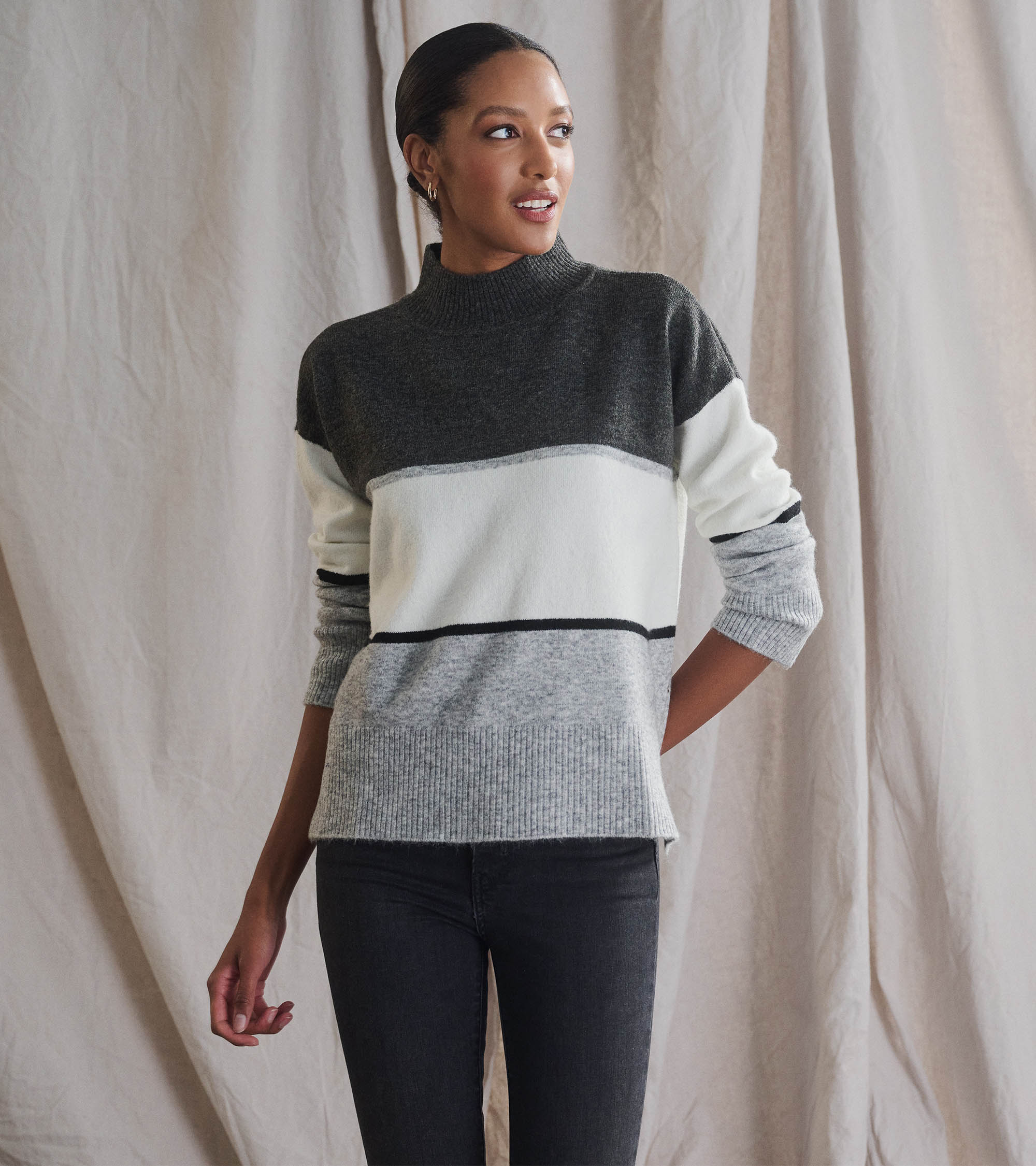 Mock Neck Tunic - Grey Block | Hatley Outlet Women