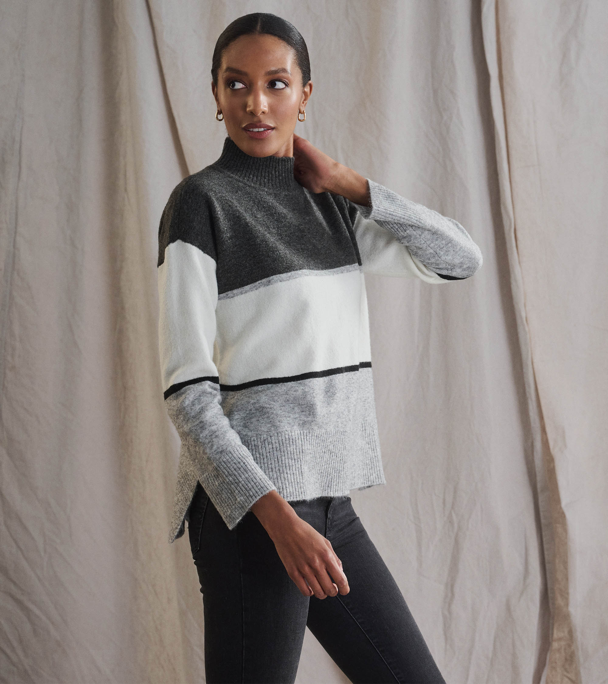 Mock Neck Tunic - Grey Block | Hatley Outlet Women