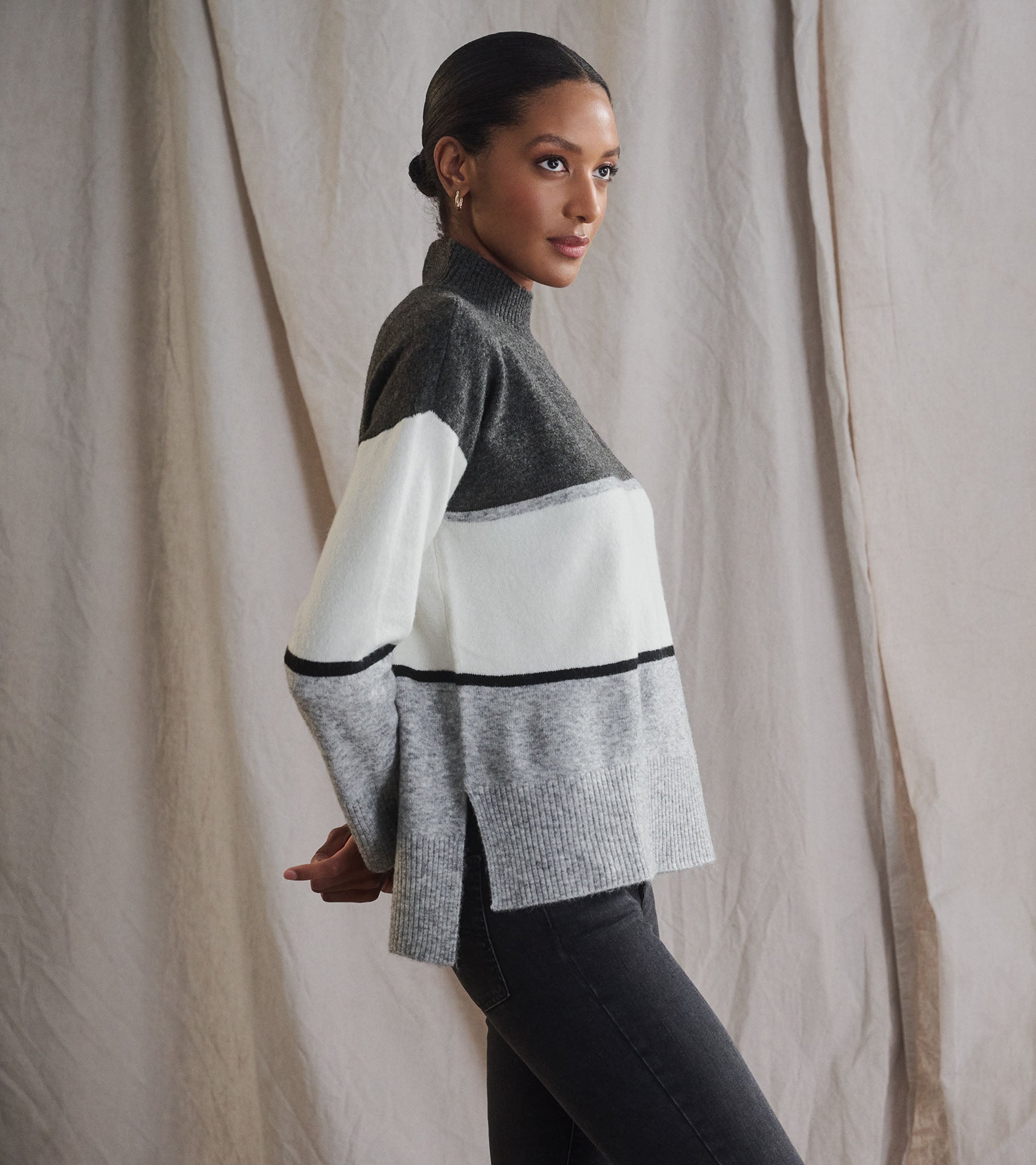 Mock Neck Tunic - Grey Block | Hatley Outlet Women
