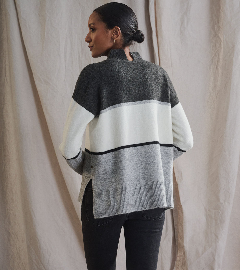 Mock Neck Tunic - Grey Block | Hatley Outlet Women