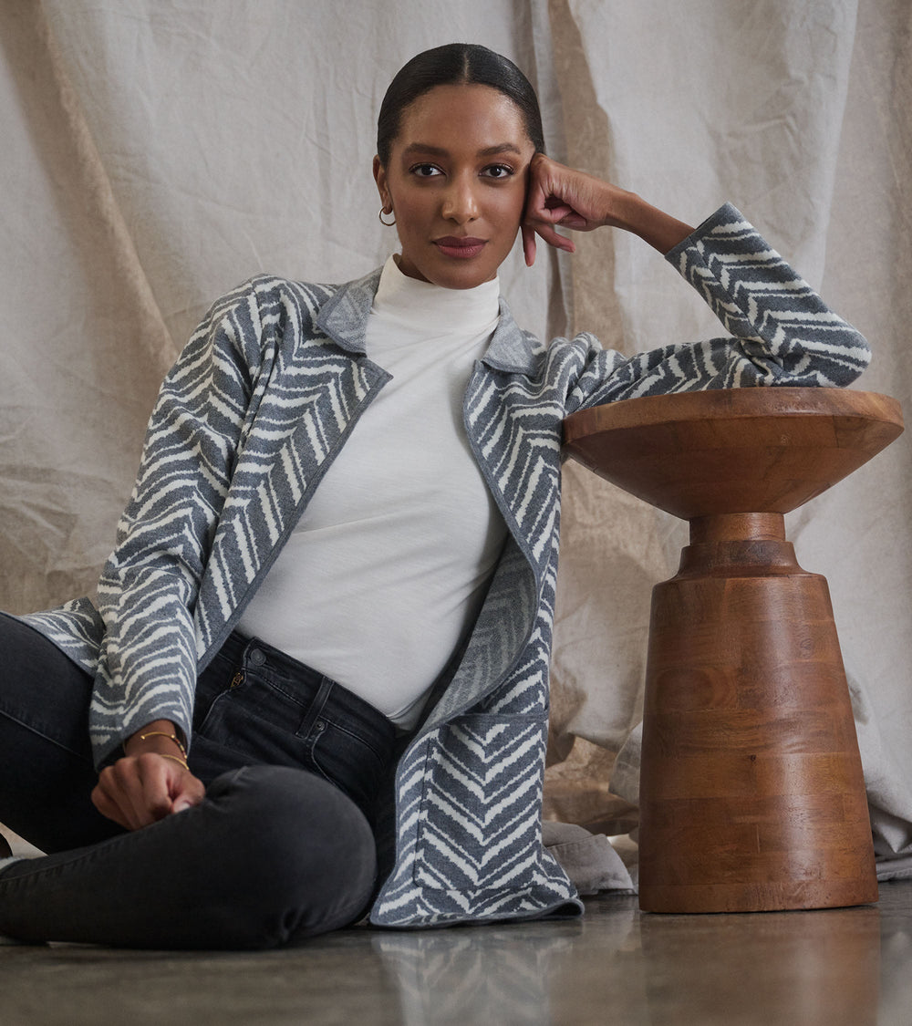 Sweater Blazer - Grey Chevron | Hatley