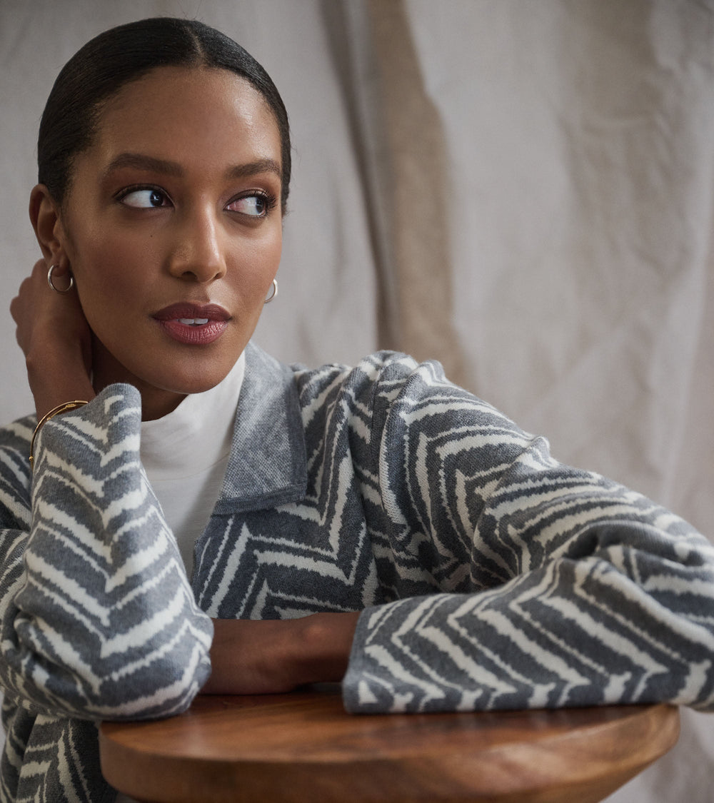 Sweater Blazer - Grey Chevron | Hatley