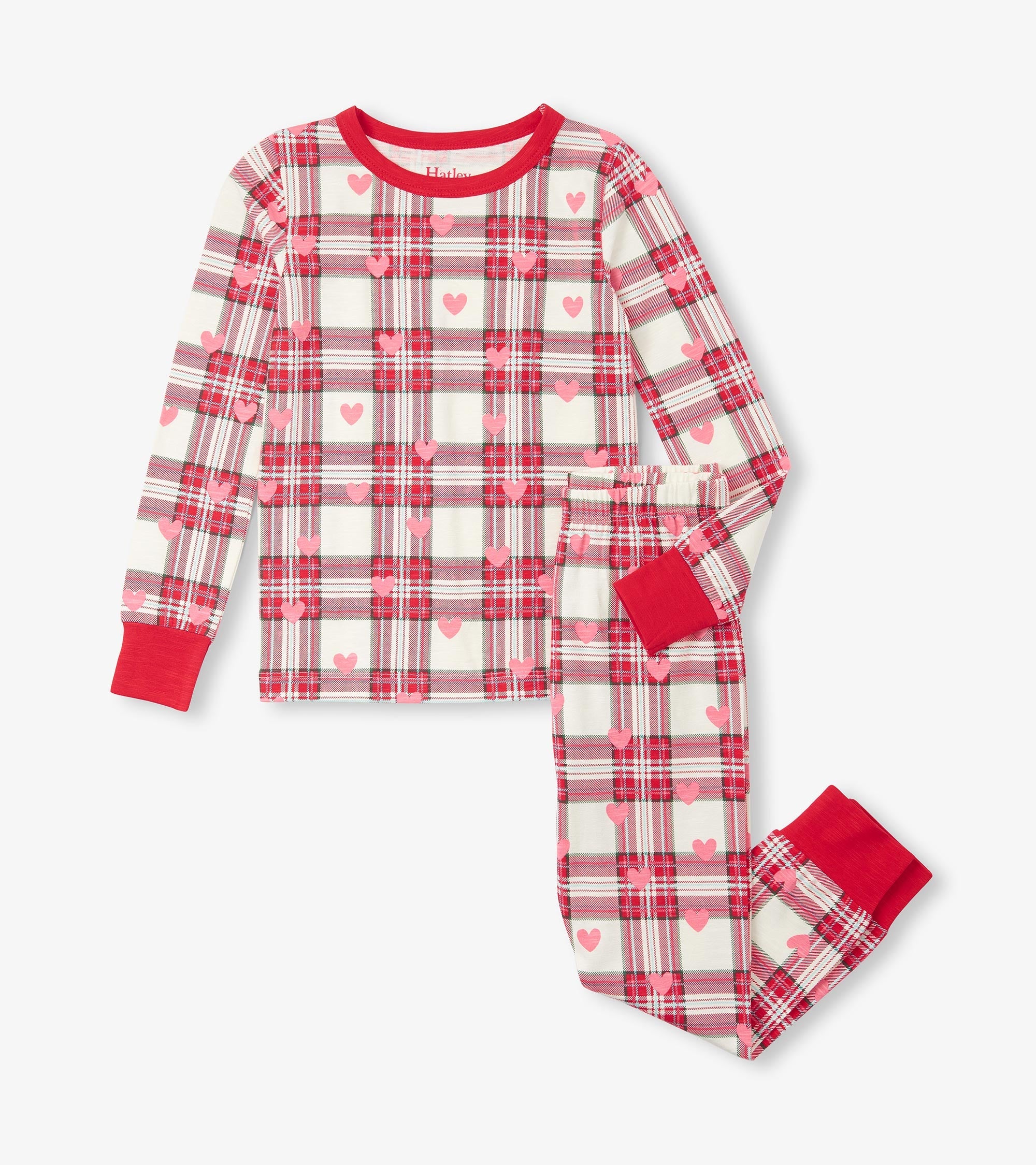 Girls Plaid Hearts Pajama Set | Hatley Girls