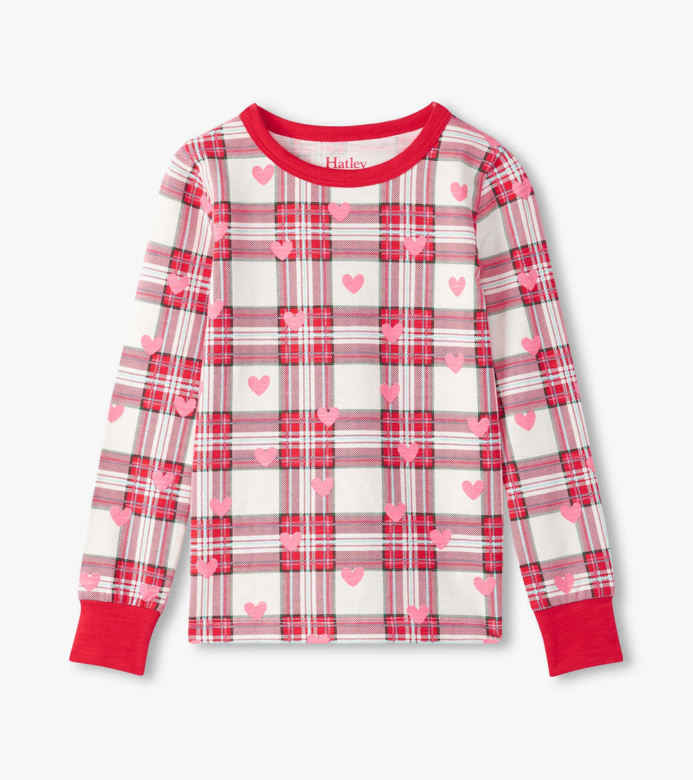 Girls Plaid Hearts Pajama Set | Hatley Girls
