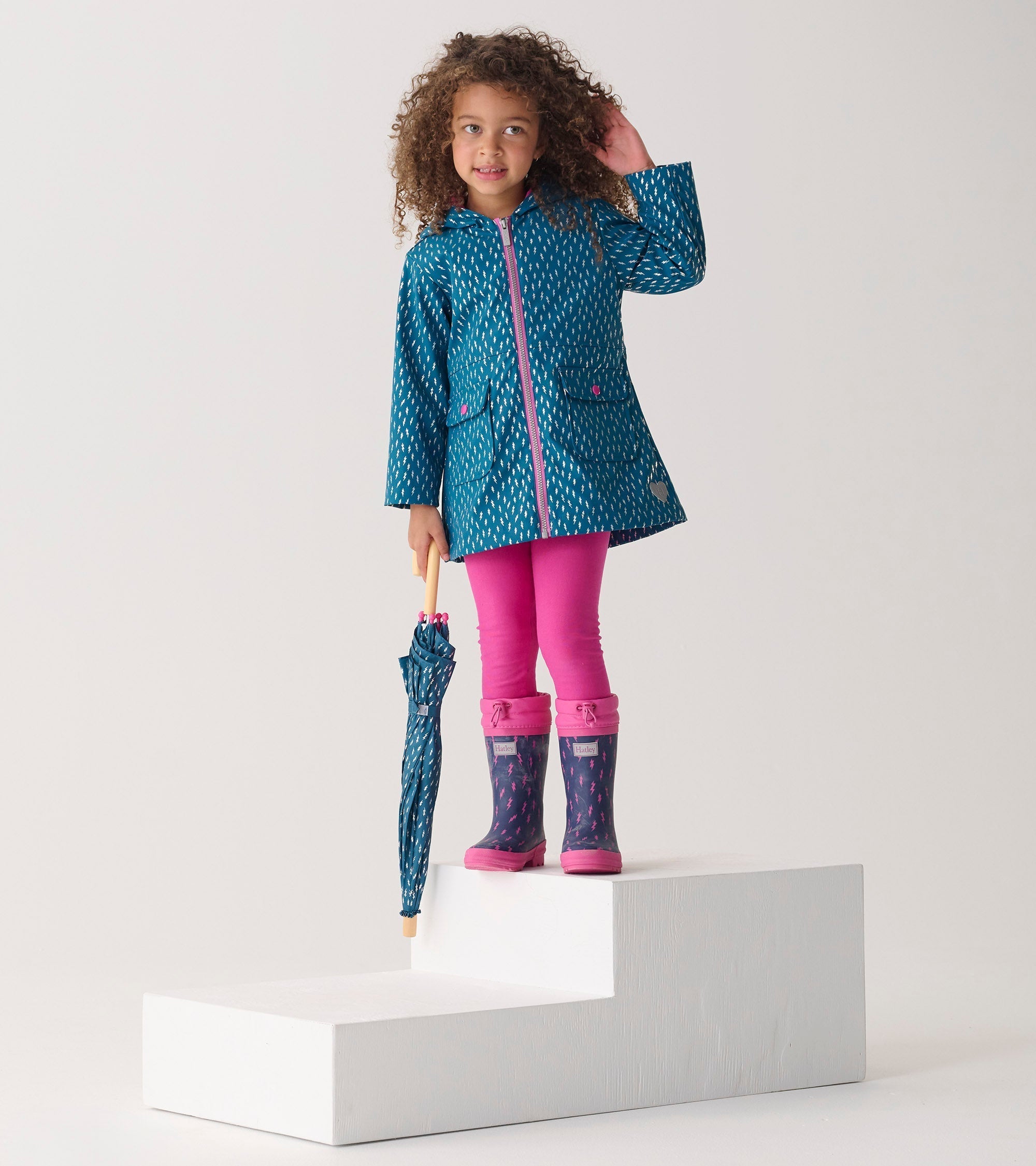 Girls Mini Lightning Bolts Zip-Up Rain Jacket | Hatley Onsale Girls