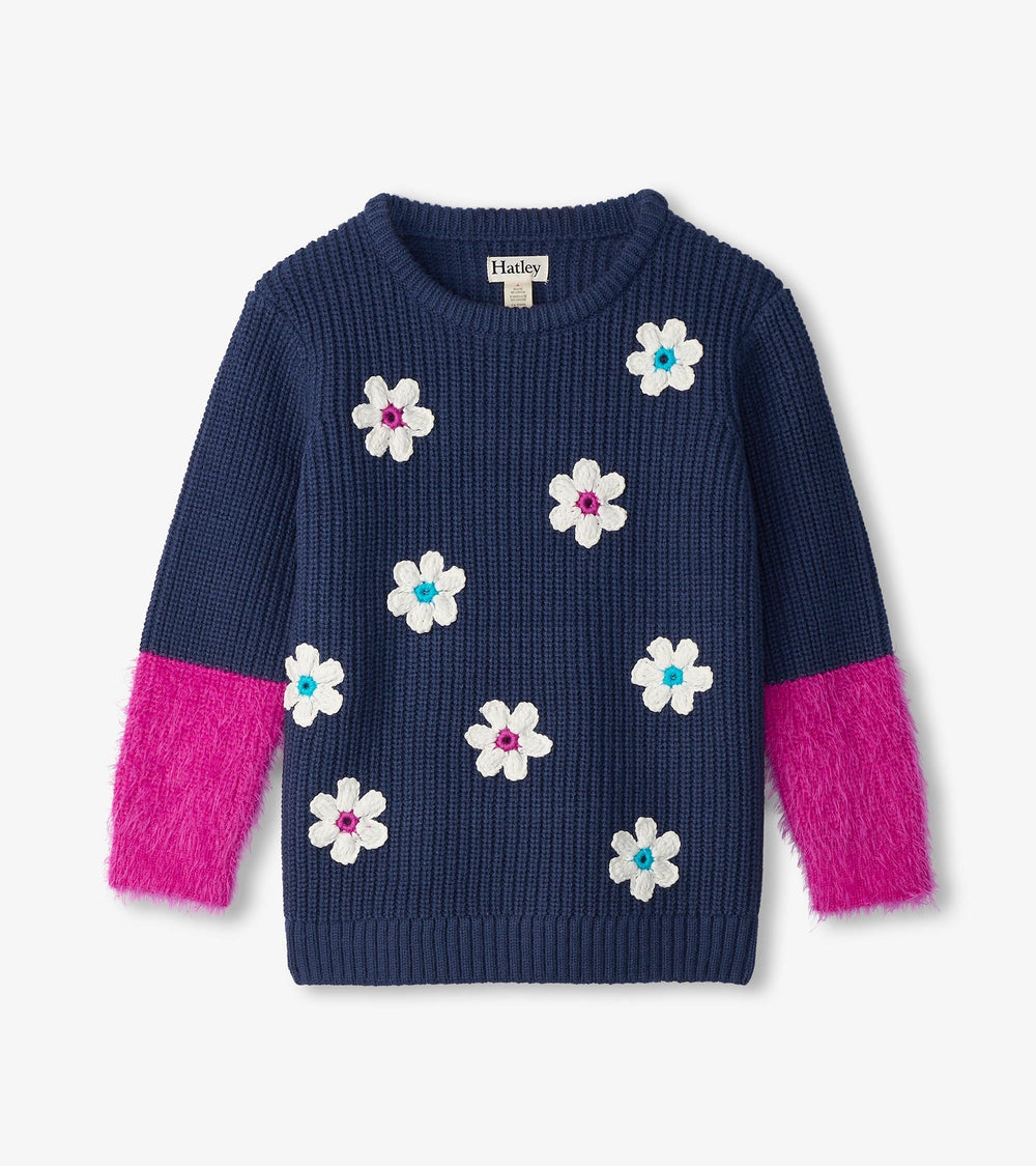 Girls Throwback Flowers Fluffy Sleeve Sweater Tunic | Hatley