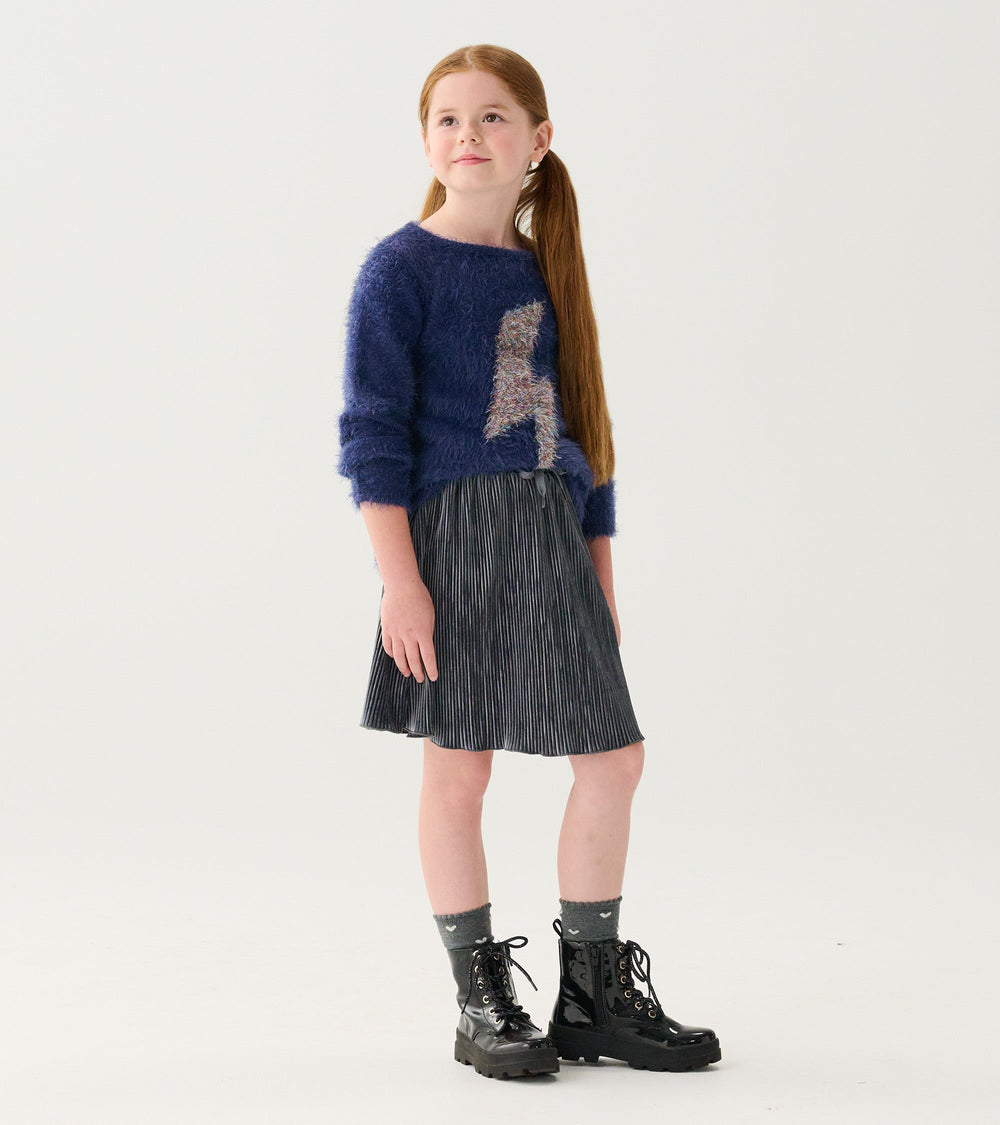 Girls Silver Shine Pleated Velour Skirt | Hatley Onsale Girls