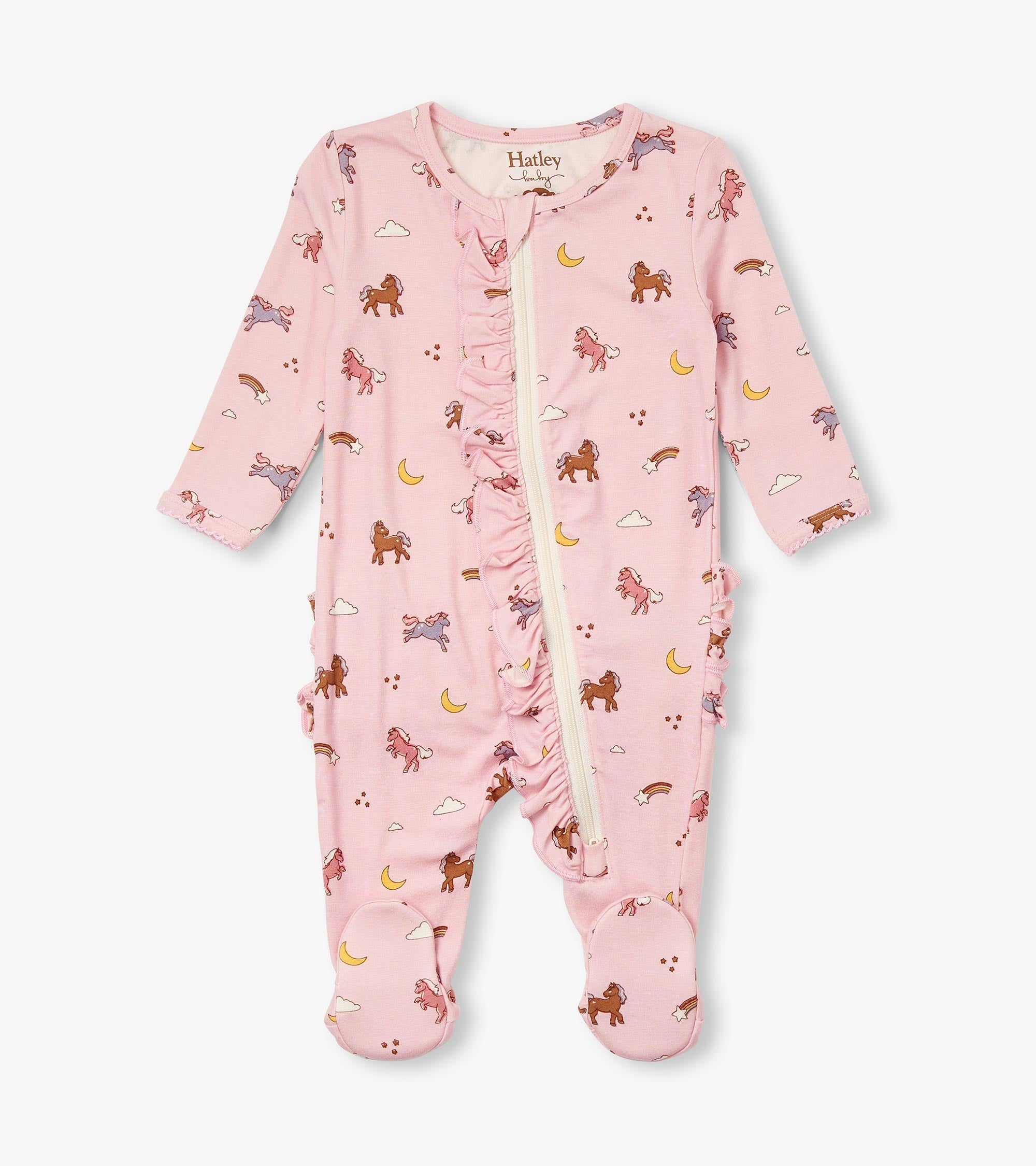 Baby Girls Whimsical Ponies Ruffle Bum Bamboo Sleeper | Hatley Sale Baby & Toddler