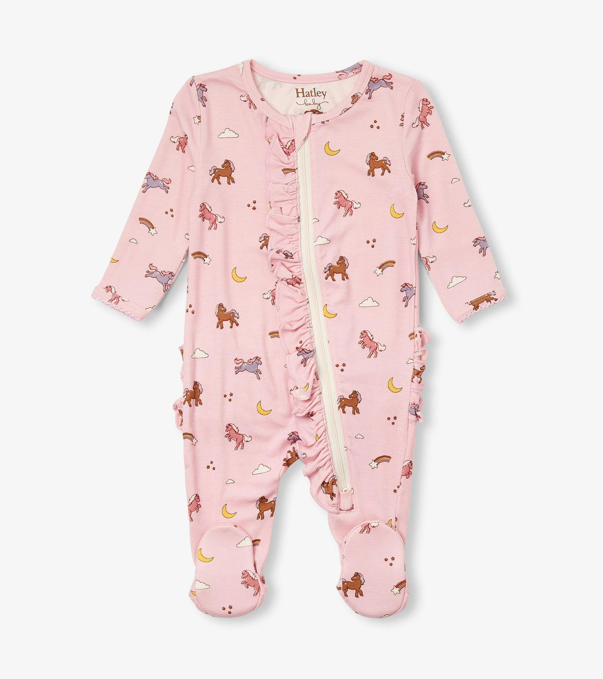 Baby Girls Whimsical Ponies Ruffle Bum Bamboo Sleeper | Hatley Sale Baby & Toddler