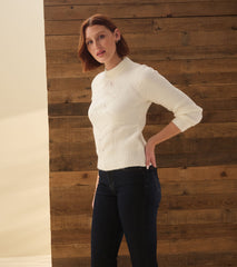 Petal Cable Sweater - Winter White | Hatley Women