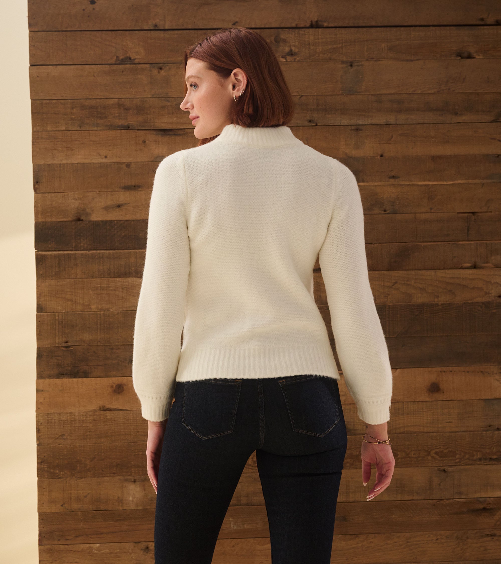 Petal Cable Sweater - Winter White | Hatley Women