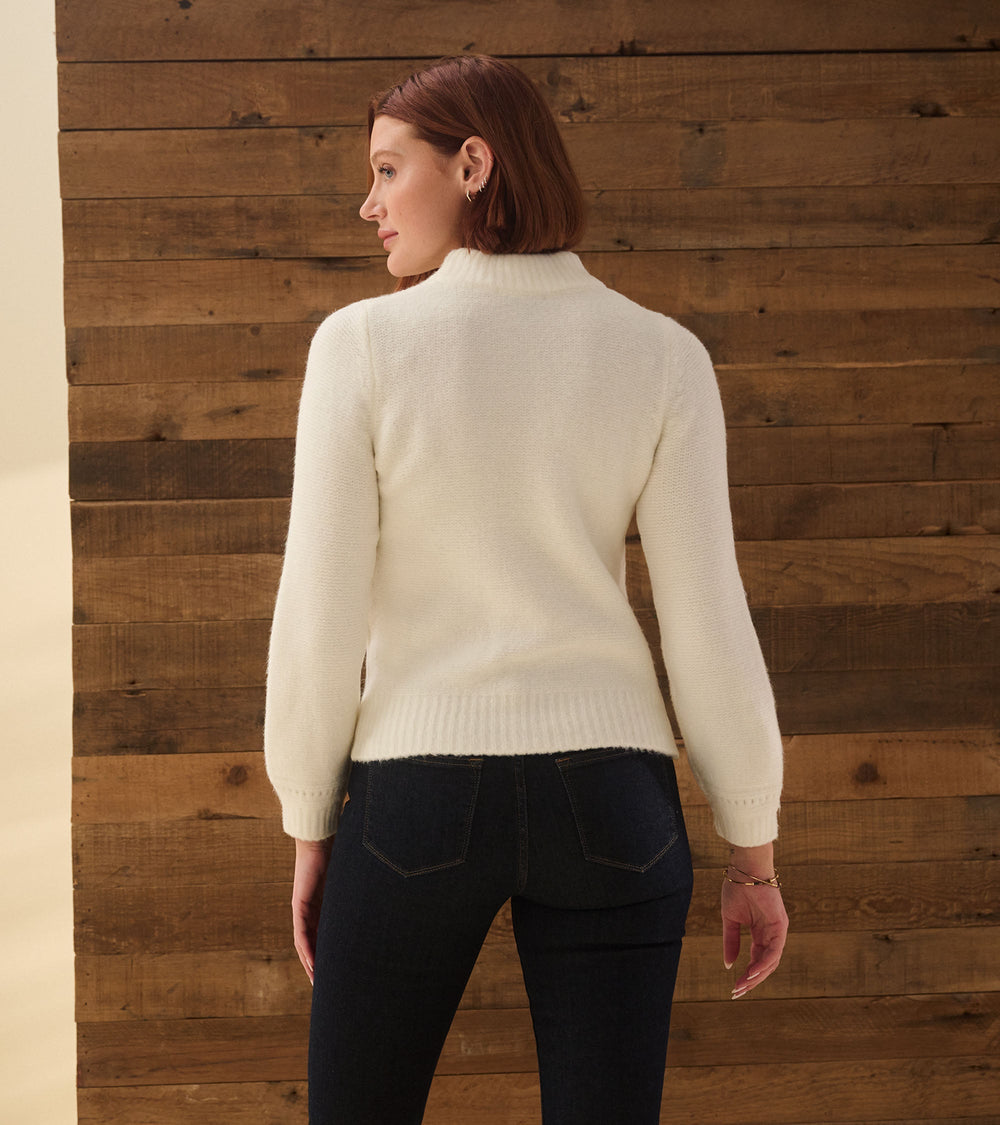 Petal Cable Sweater - Winter White | Hatley Women