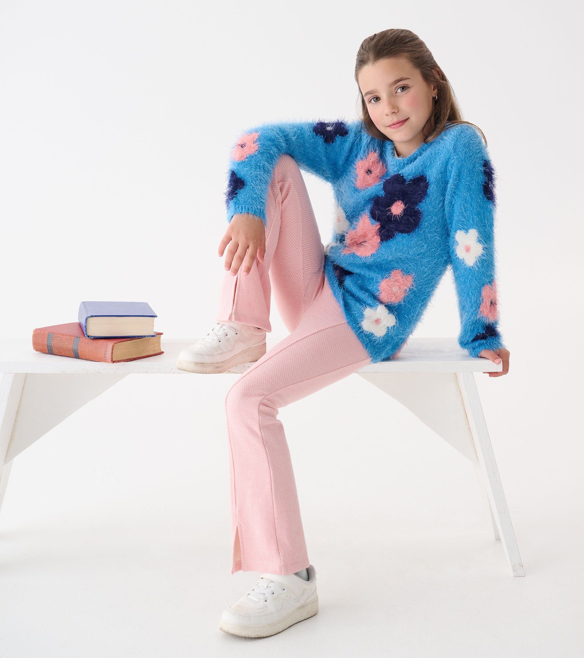 Girls Floral Cluster Furry Sweater | Hatley Sale Girls