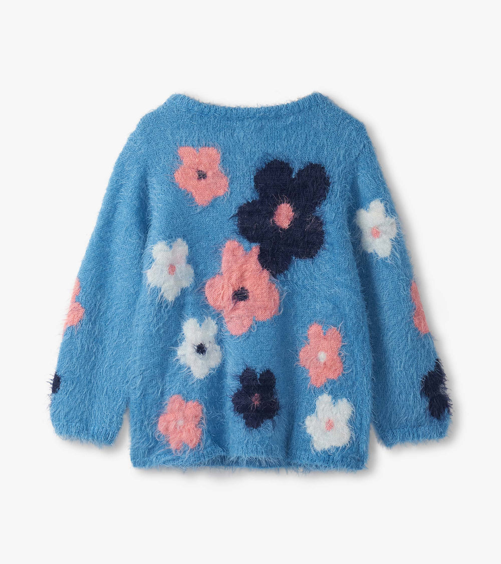 Girls Floral Cluster Furry Sweater | Hatley Sale Girls