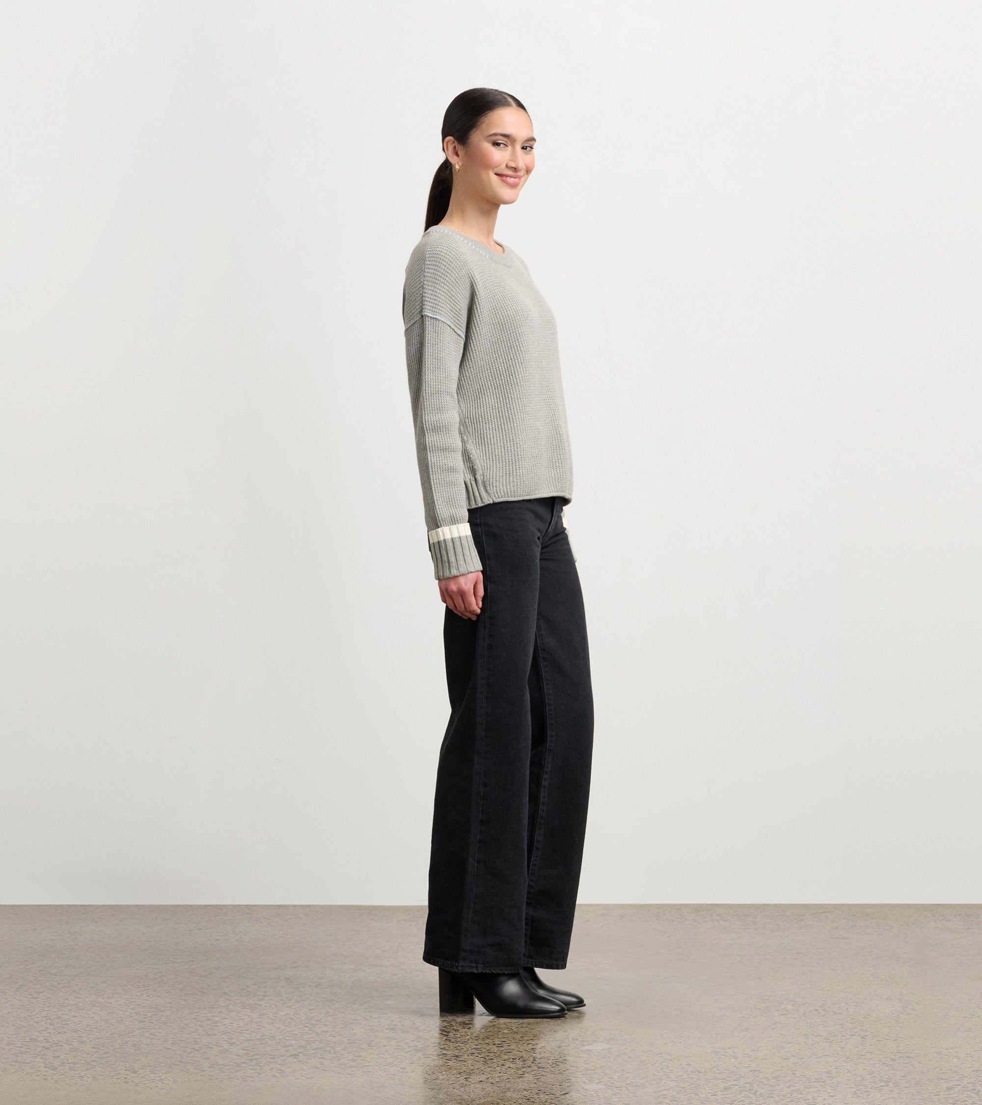 Waffle Knit Sweater - Grey | Hatley Outlet Women