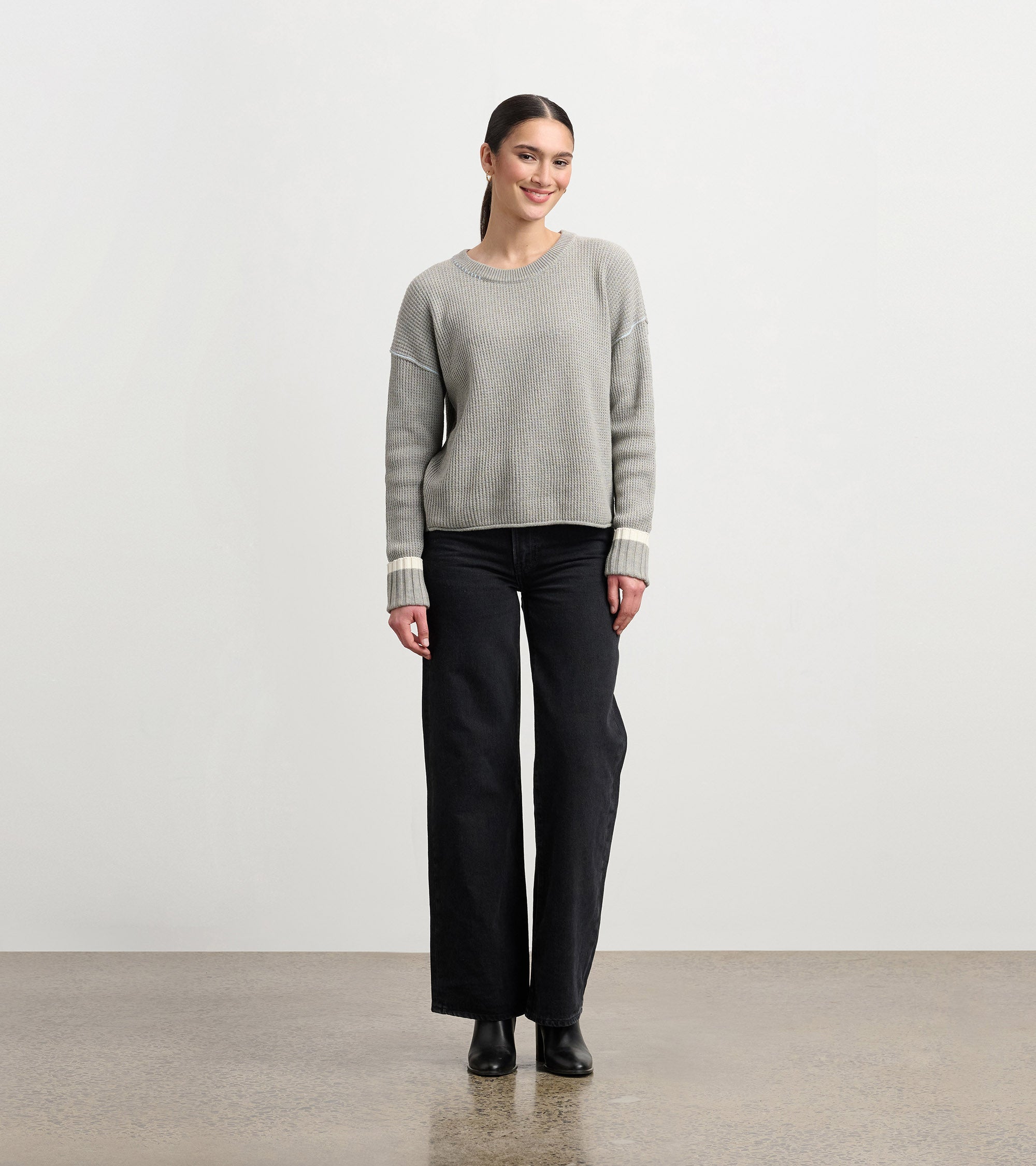 Waffle Knit Sweater - Grey | Hatley Outlet Women