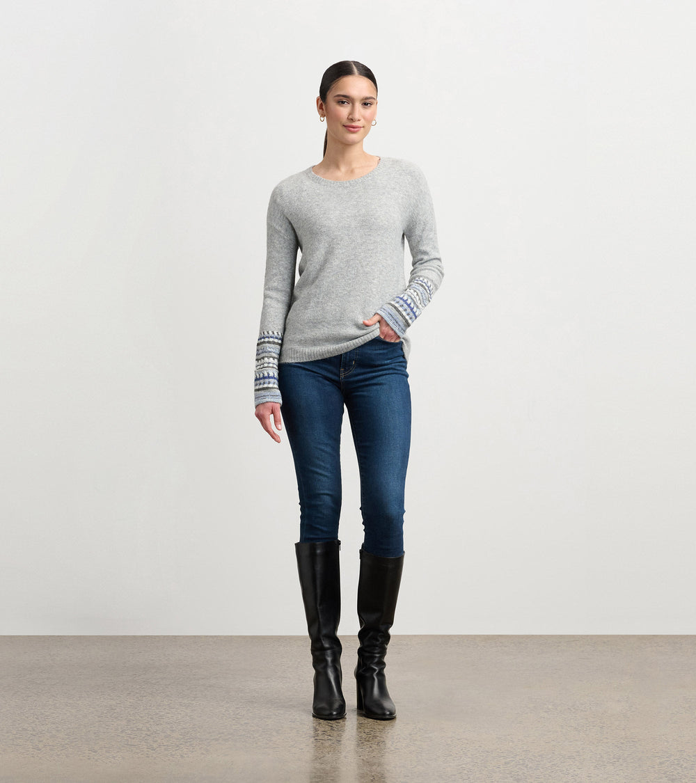 Jacquard Cuff Sweater - Grey Melange | Hatley US Women