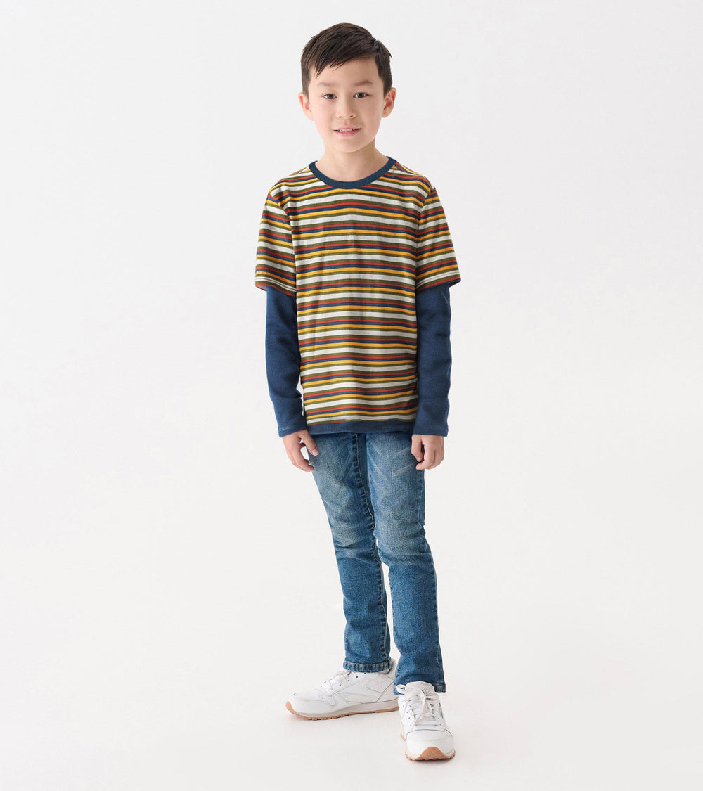 Boys Autumn Stripe Fooler Long Sleeve T-Shirt | Hatley Boys