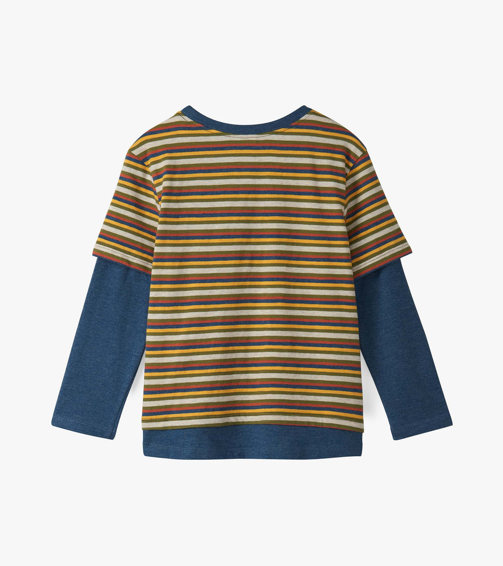 Boys Autumn Stripe Fooler Long Sleeve T-Shirt | Hatley Boys