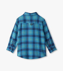 Boys Blue Stone Plaid Button Down Shirt | Hatley