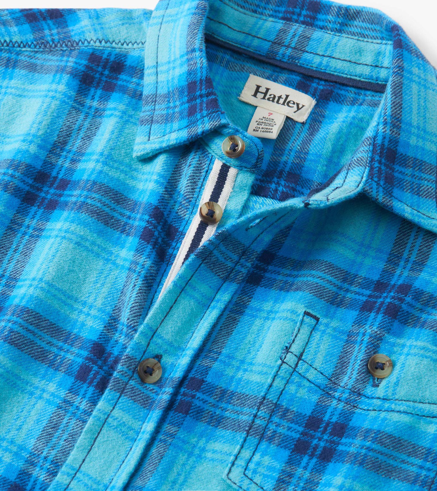 Boys Blue Stone Plaid Button Down Shirt | Hatley
