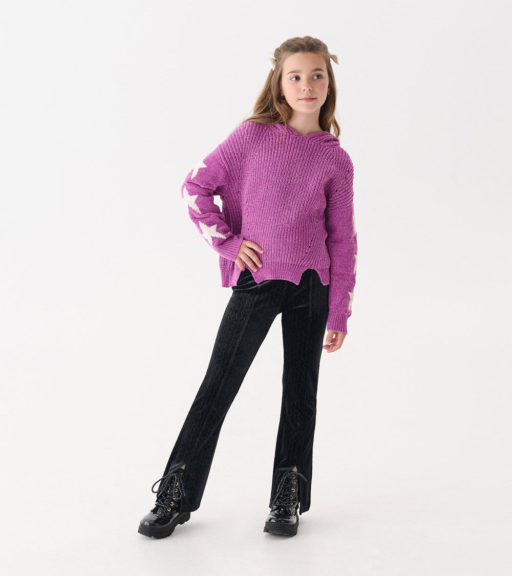 Girls Black Sparkle Wave Velour Flared Pants | Hatley Sale Girls