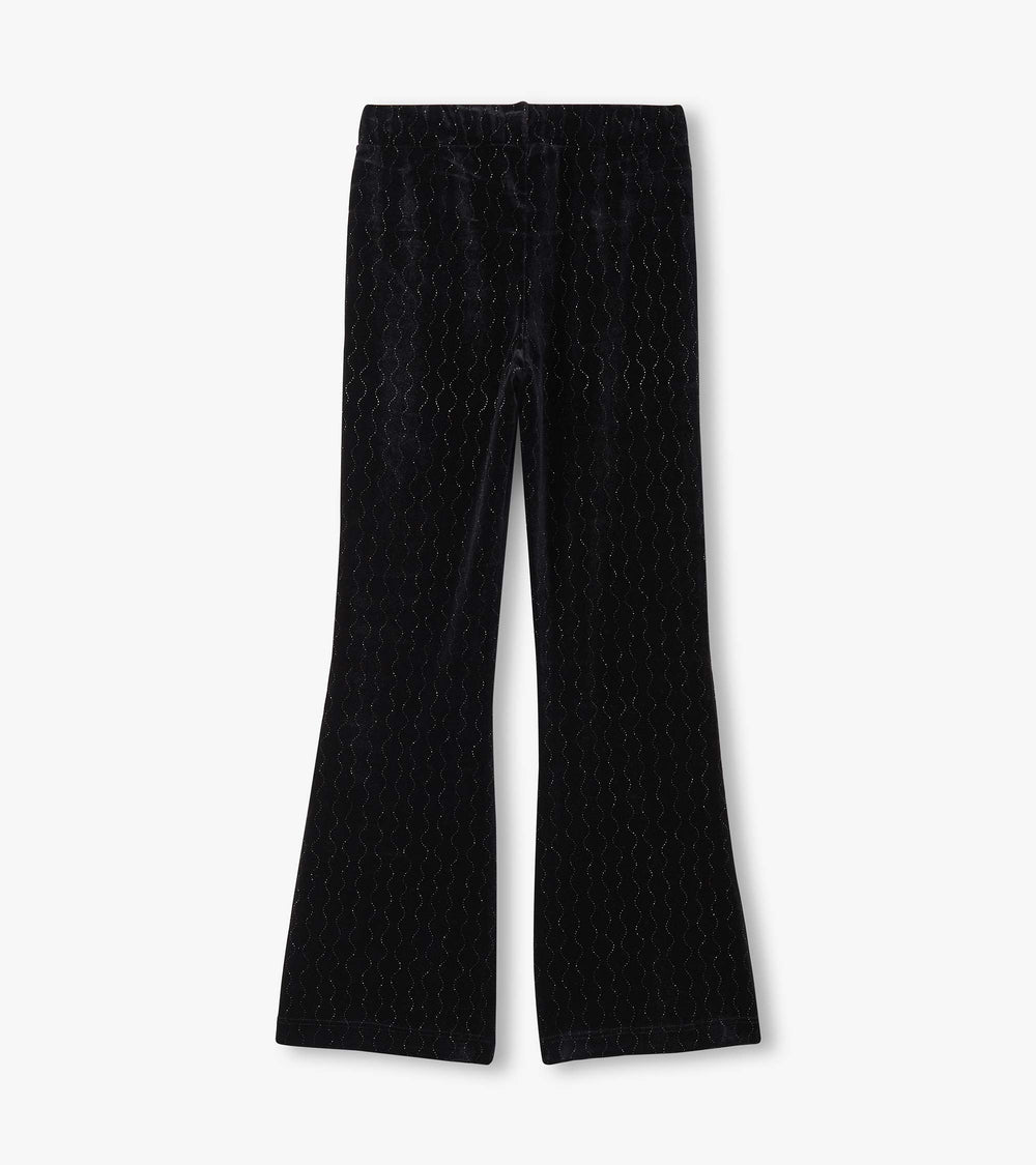 Girls Black Sparkle Wave Velour Flared Pants | Hatley Sale Girls