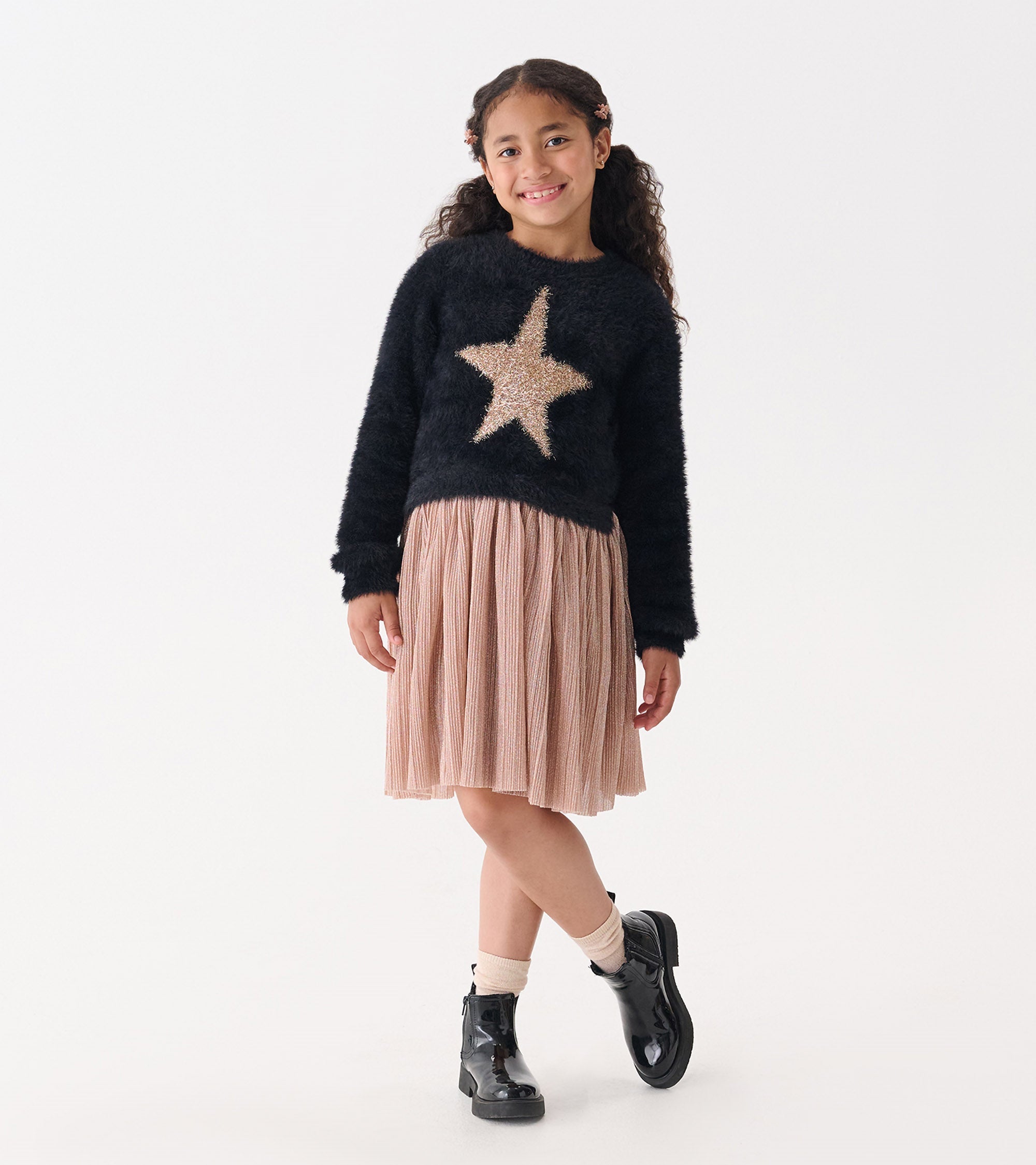 Girls Gold Star Mix Media Dress | Hatley Outlet Girls