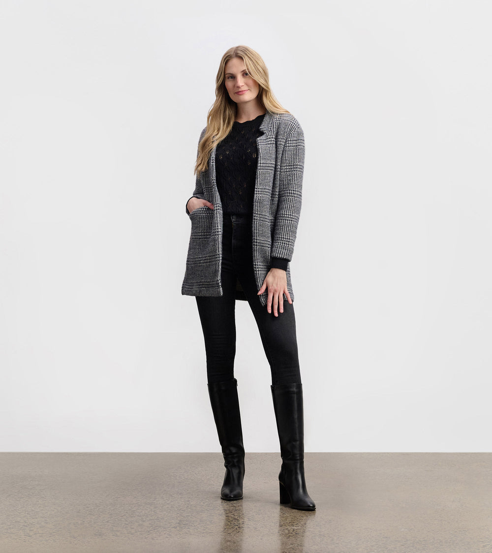 Cozy Open Blazer - Black Check | Hatley For Women
