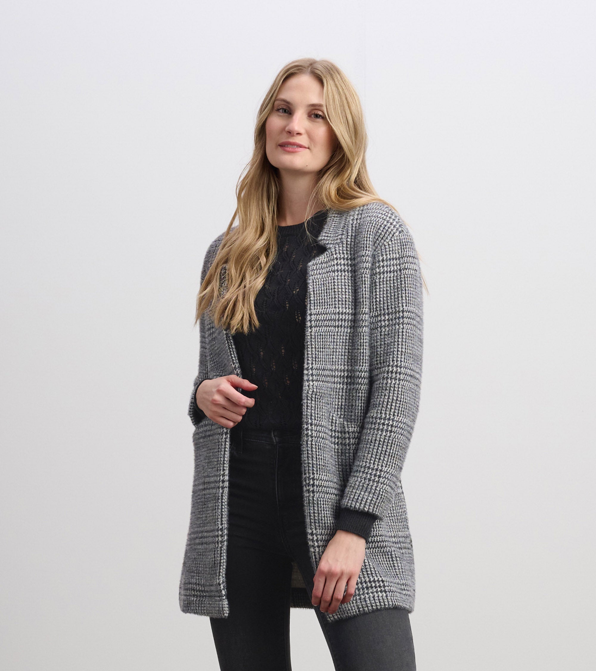 Cozy Open Blazer - Black Check | Hatley For Women