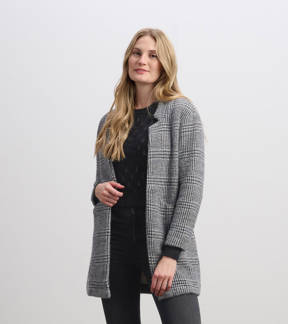 Cozy Open Blazer - Black Check | Hatley For Women