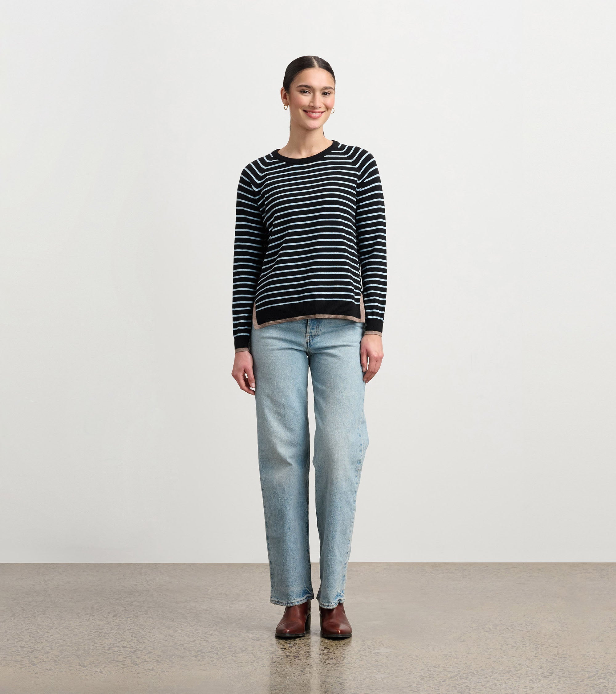 Olivia Sweater - Black Denim Stripes | Hatley For Women