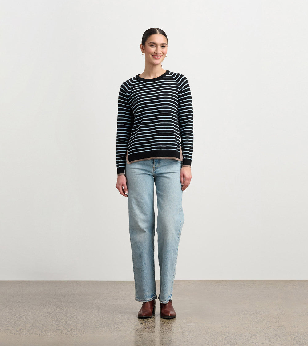 Olivia Sweater - Black Denim Stripes | Hatley For Women