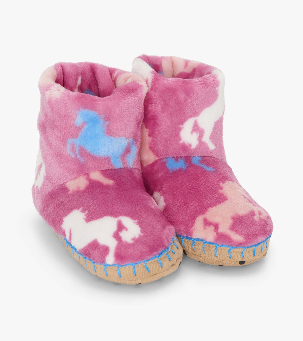 Girls Beautiful Horses Fuzzy Fleece Slippers | Hatley For Girls