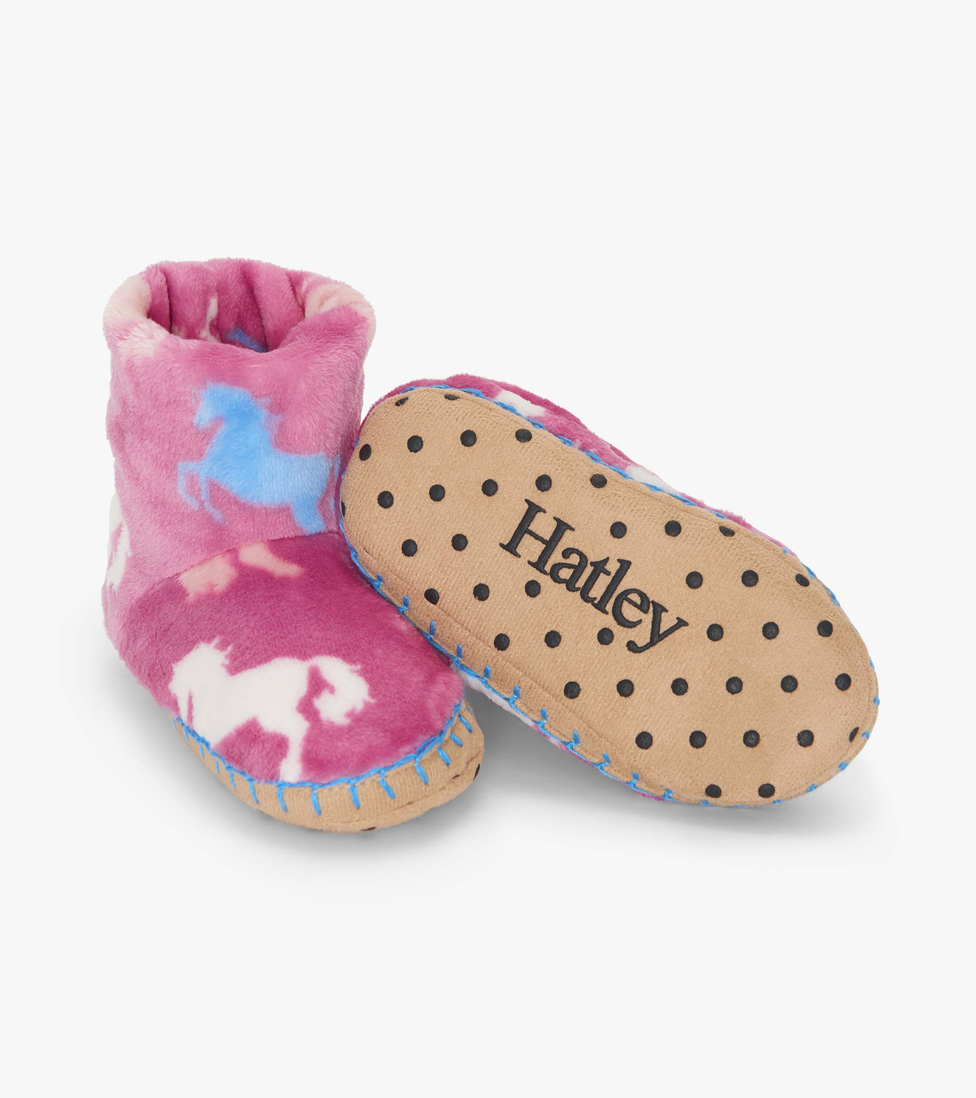 Girls Beautiful Horses Fuzzy Fleece Slippers | Hatley For Girls