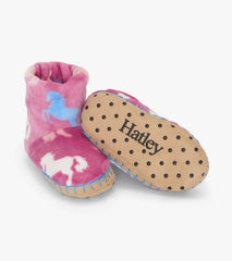 Girls Beautiful Horses Fuzzy Fleece Slippers | Hatley For Girls