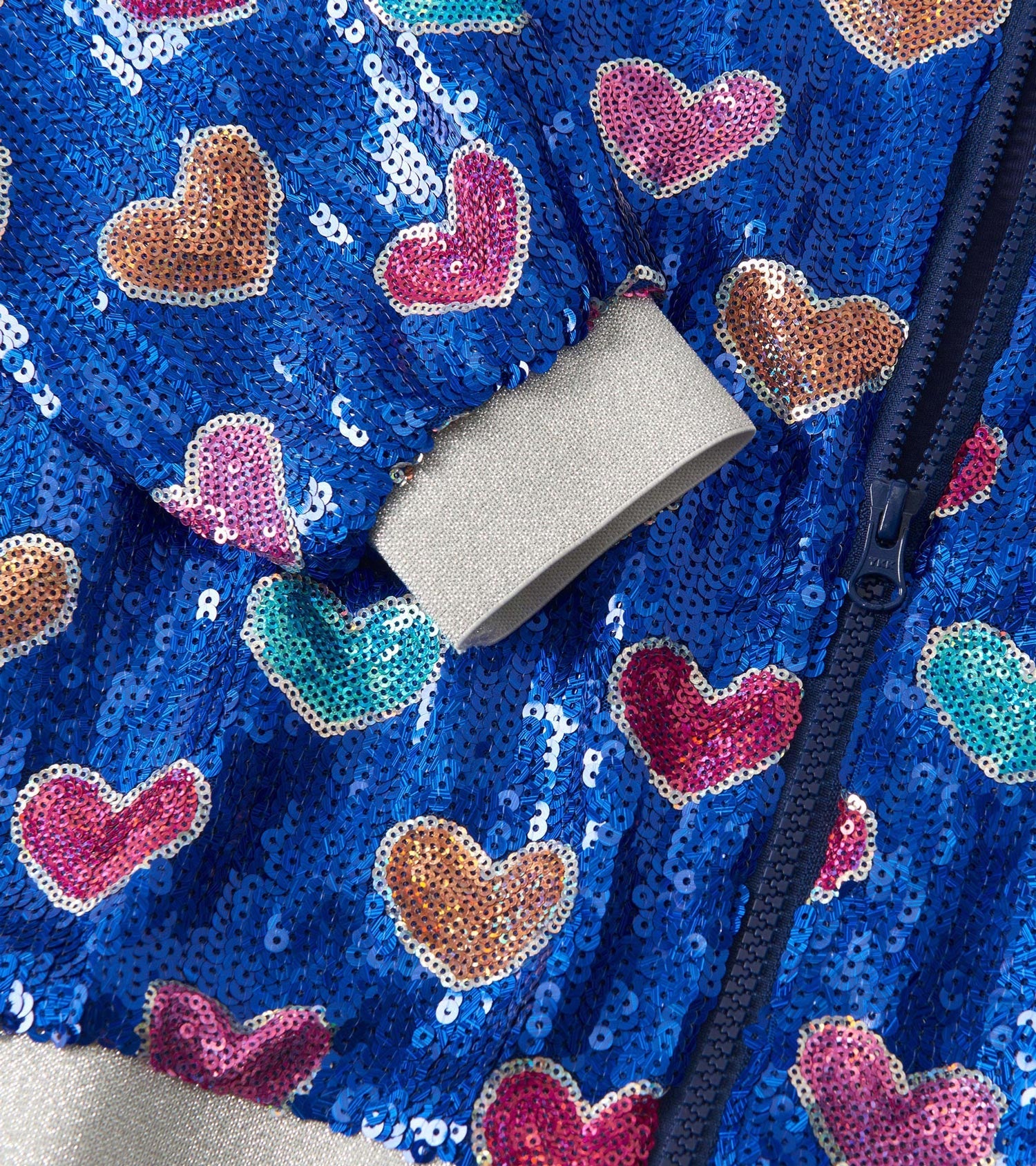 Girls Bursted Hearts Sequin Bomber Jacket | Hatley Girls