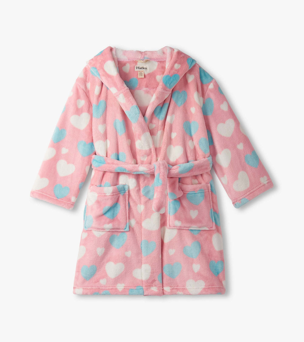 Girls Big Hearts Fuzzy Fleece Robe | Hatley US Girls