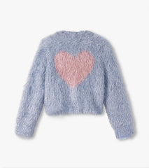 Girls Glitter Heart Blue Metallic Cardigan | Hatley Onsale Girls