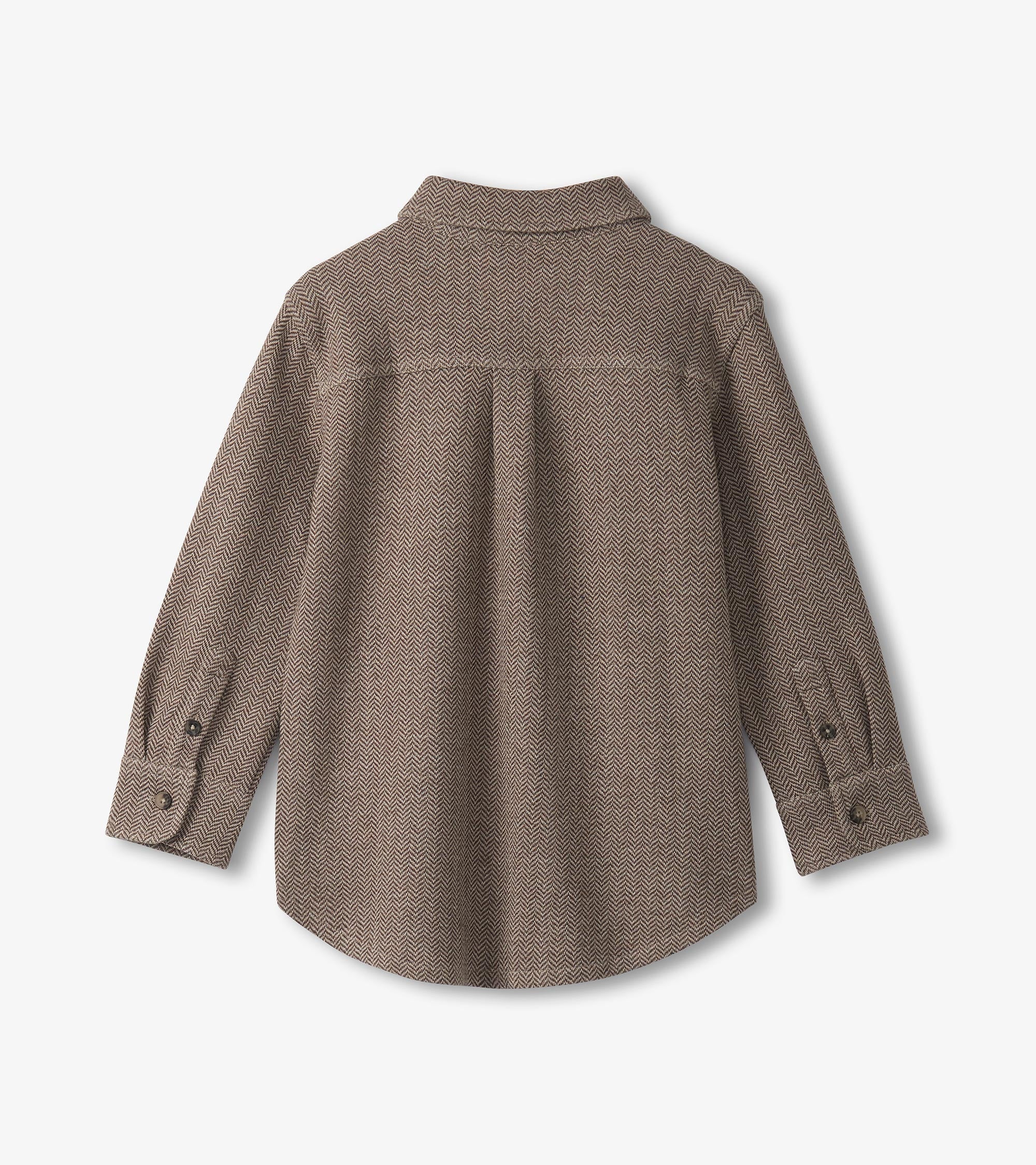 Boys Brown Sugar Herringbone Button Down Shirt | Hatley Outlet Boys