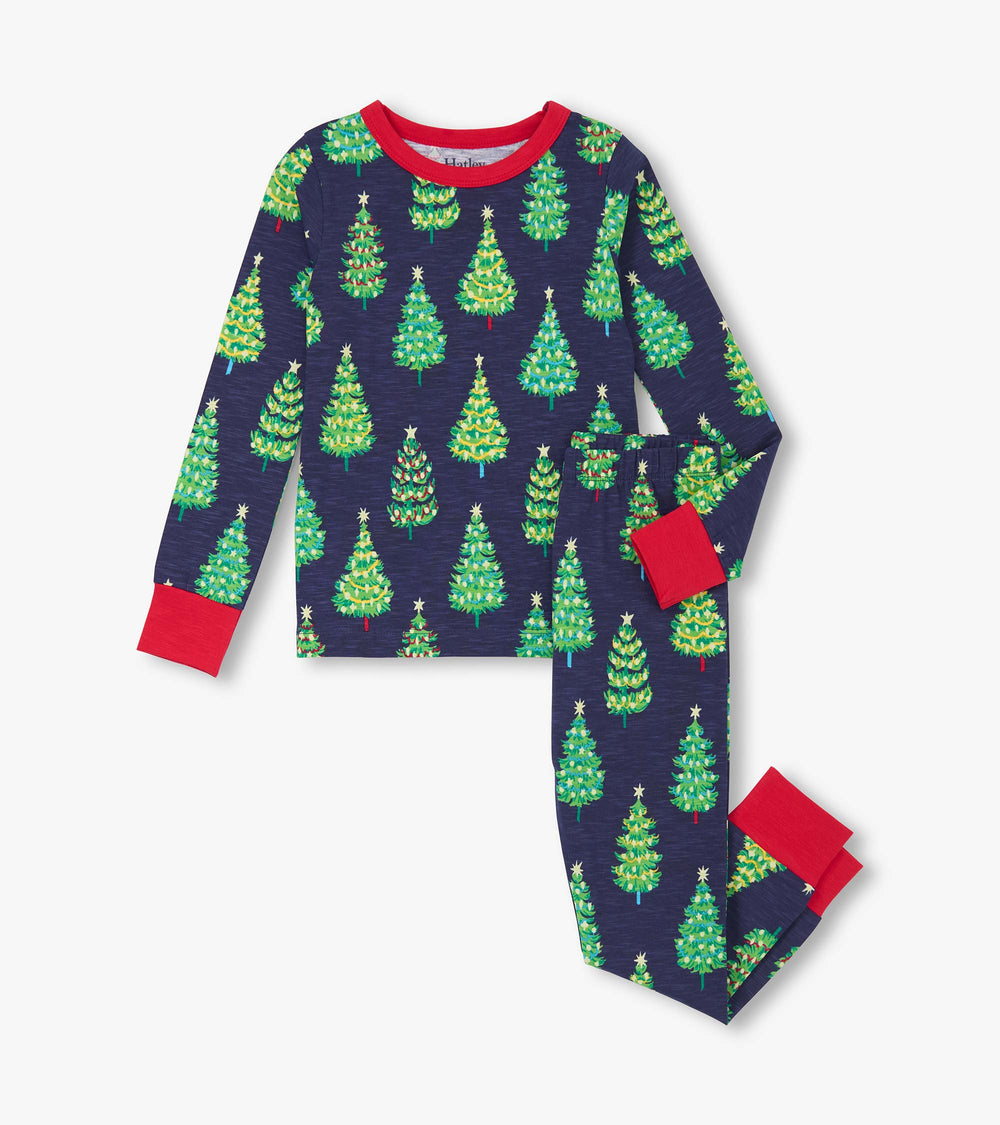 Boys Bottle Brush Trees Glow in the Dark Cotton Pajama Set | Hatley Sale Boys